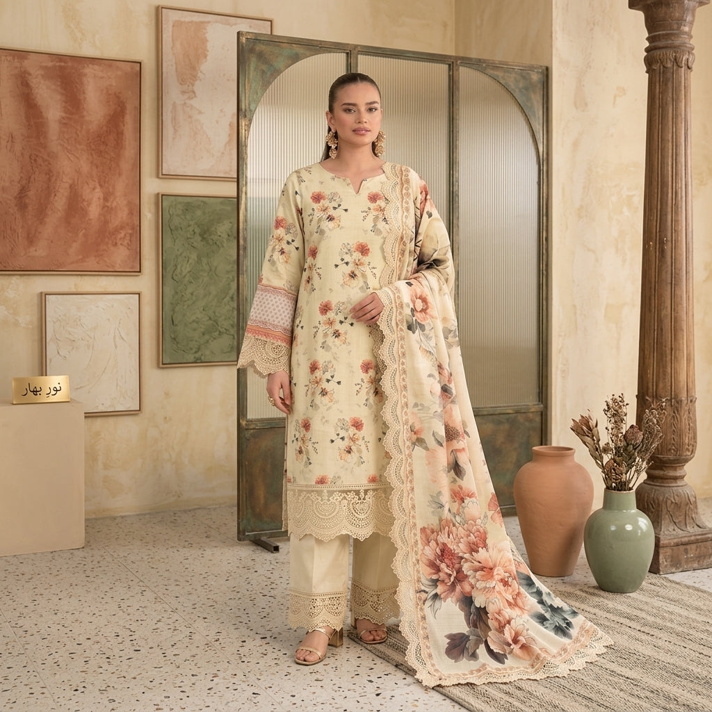 Malhaar Winter Unstitched 3-Piece Linen Suit - Volume 01