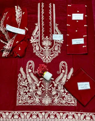 3 Pcs Women's Unstitched Embroidered Suit