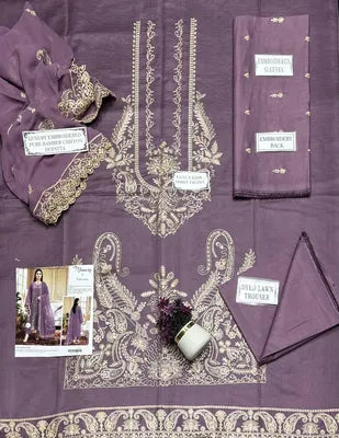 3 Pcs Women's Unstitched Embroidered Suit