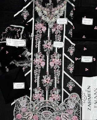 3 Pcs Women's Unstitched Embroidered Suit