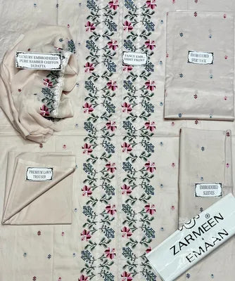3 Pcs Women's Unstitched Plain Suit