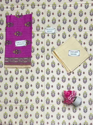 3 Pcs Women's Unstitched Printed Suit