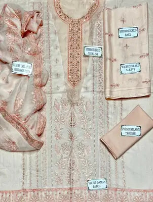 3 Pcs Women's Unstitched Plain Suit