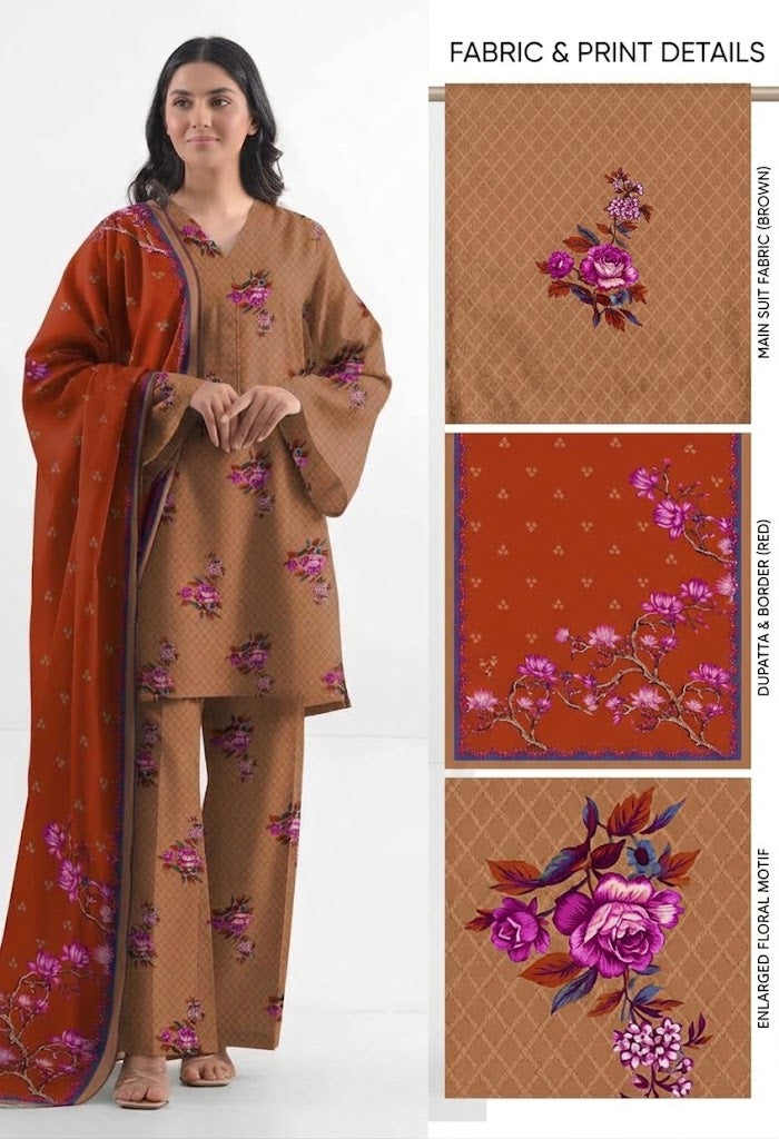Saya Premium 3-Piece Printed khadder Suit – Unstitched winter (saya replica)