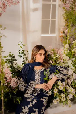 Elegant Women's Stitched Linen Suit with Embroidered Design - 3 Pcs