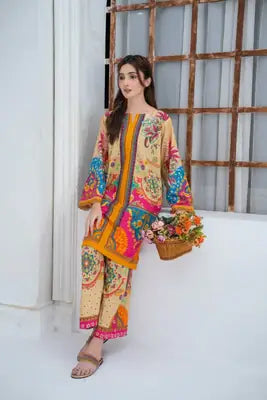 Trendy Women's Stitched Suit - 2 Pcs Printed Shirt and Trouser Set