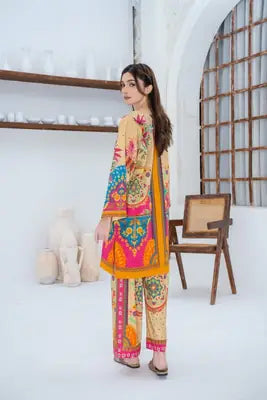 Trendy Women's Stitched Suit - 2 Pcs Printed Shirt and Trouser Set