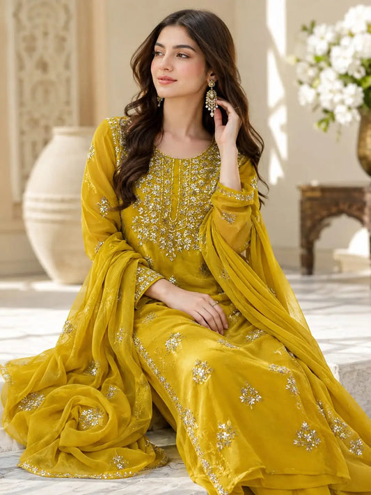 2 Pcs Women's Unstitched Gota Work Suit