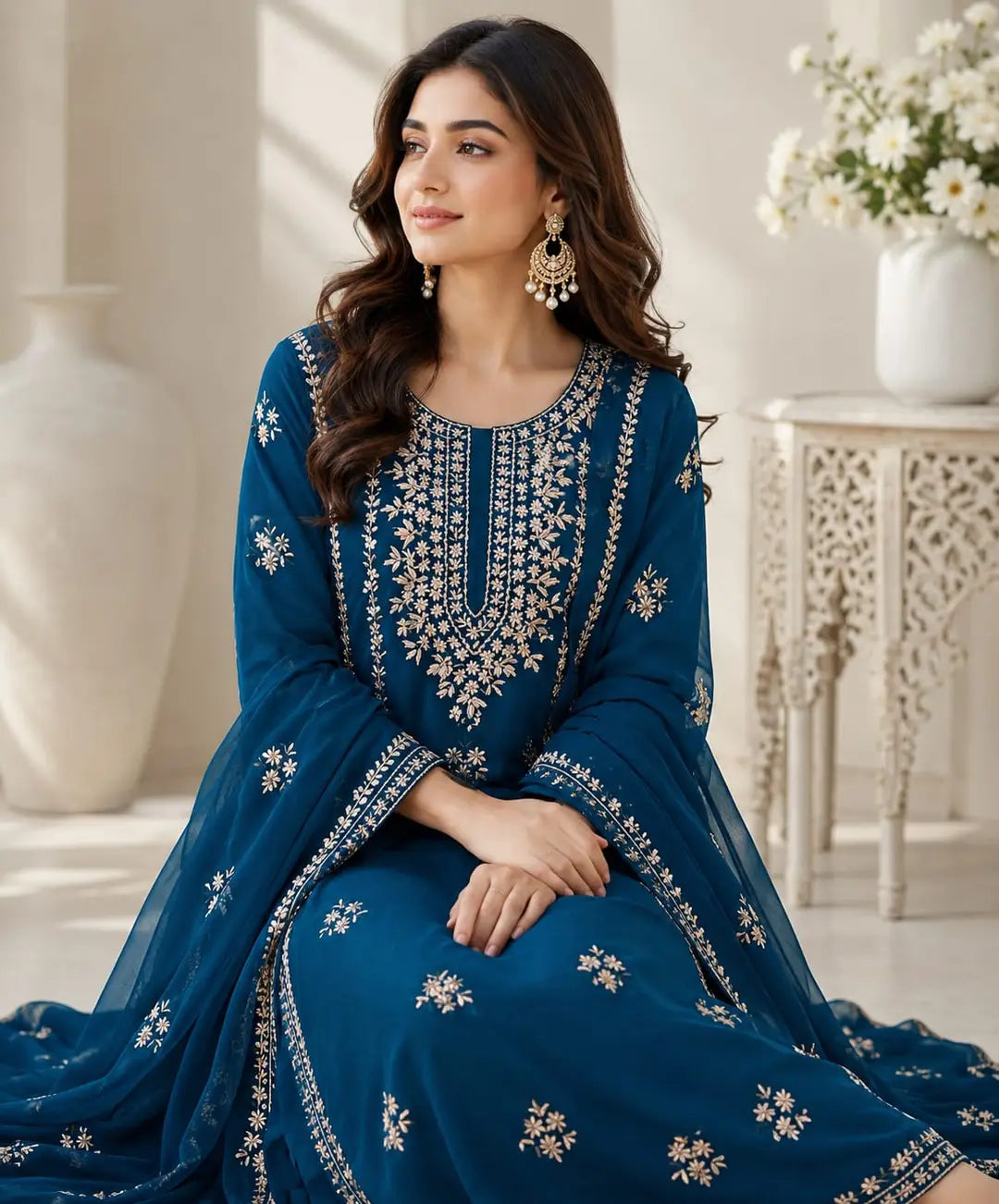 2 Pcs Women's Unstitched Gota Work Suit
