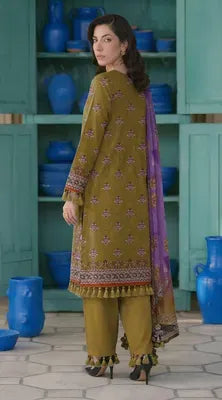 Green Embroidered Lawn 3Pcs Set for Women