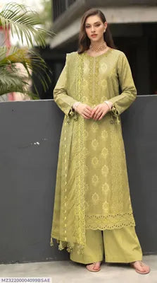3 Pcs Women's Unstitched Embroidered Suit