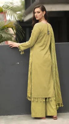 3 Pcs Women's Unstitched Embroidered Suit