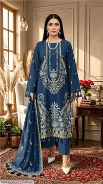 3 Pcs Women's Unstitched Embroidered Suit