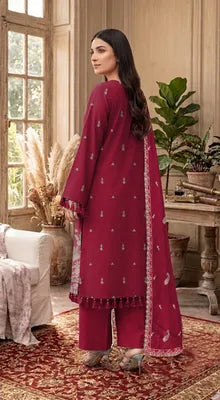 3 Pcs Women's Unstitched Embroidered Suit
