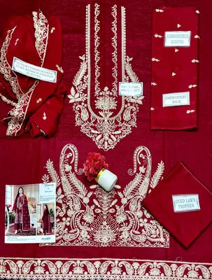 3 Pcs Women's Unstitched Embroidered Suit