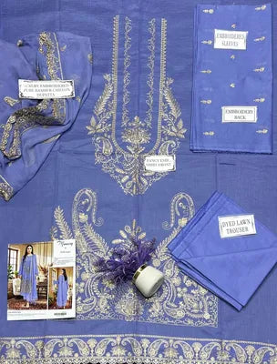 3 Pcs Women's Unstitched Embroidered Suit Loved by 31+