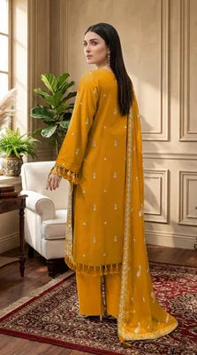 3 Pcs Women's Unstitched Embroidered Suit