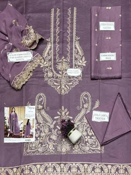 3 Pcs Women's Unstitched Embroidered Suit
