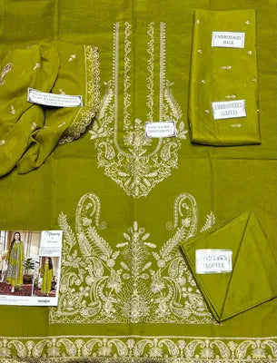 3 Pcs Women's Unstitched Embroidered Suit