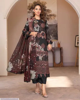 3 Pcs Women's Unstitched Printed Suit