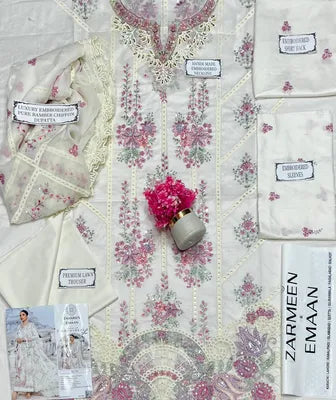 3 Pcs Women's Unstitched Embroidered Suit