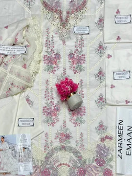 3 Pcs Women's Unstitched Embroidered Suit
