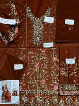 3 Pcs Women's Unstitched Embroidered Suit