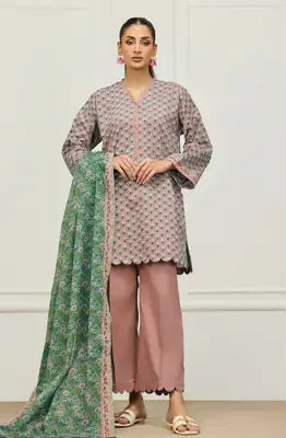 3 Pcs Women's Unstitched Printed Suit