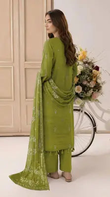 3 Pcs Women's Unstitched Plain Suit