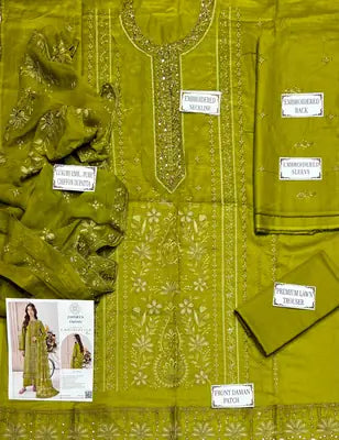 3 Pcs Women's Unstitched Plain Suit