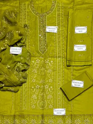 3 Pcs Women's Unstitched Plain Suit