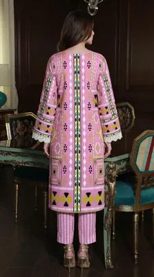 Purple Printed Lawn 2Pcs Shirt Trouser Set