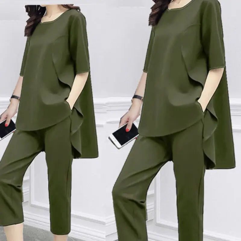 Black Loose Slimming Women's 2-Piece Suit Spring Summer