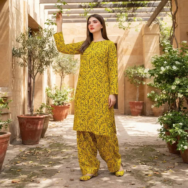 2 Piece Suit For Women Summer Collection Printed Dress Ladies Unstitched Designer Suit Shirt Trouser Casual Wear Fancy Dress Pakistani Summer Outfit - The Suit Loom - Wholesale Price In This Dress