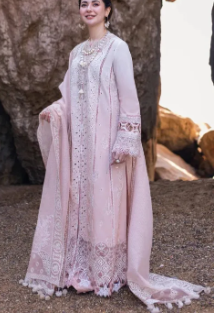 Qalamkar - 3PC Lawn Embroidered Suit - USME-012050 | Premium Summer Lawn Collection | Pakistani Designer Unstitched Ladies Suit | Elegant Festive Wear | Ethnic Embroidered Lawn Dress for Women