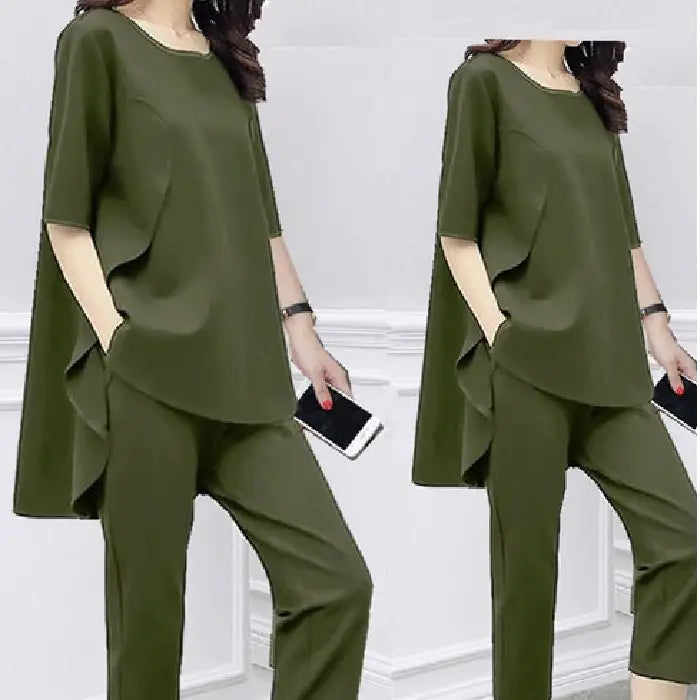 Black Loose Slimming Women's 2-Piece Suit Spring Summer