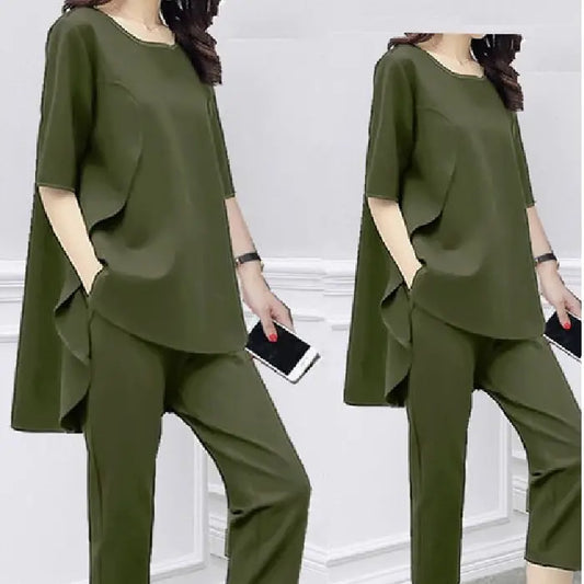 Black Loose Slimming Women's 2-Piece Suit Spring Summer
